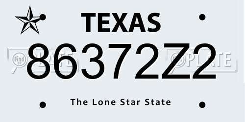 86372Z2 Texas License Plate