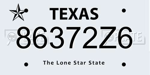 86372Z6 Texas License Plate