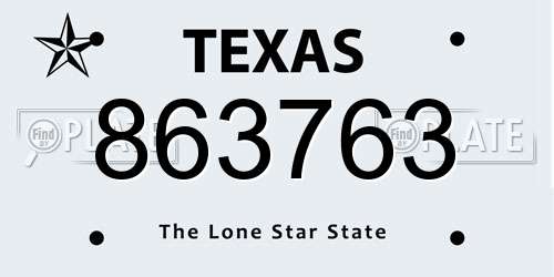 863763 Texas License Plate