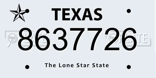 8637726 Texas License Plate
