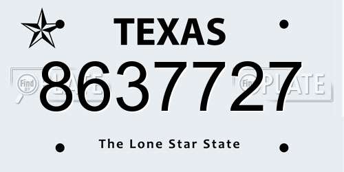 8637727 Texas License Plate