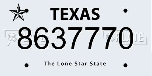 8637770 Texas License Plate