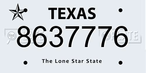 8637776 Texas License Plate