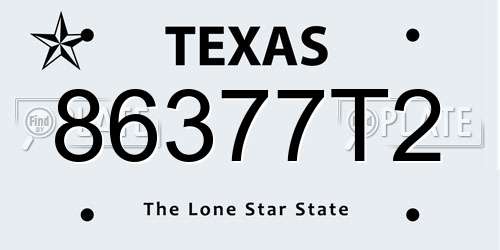 86377T2 Texas License Plate