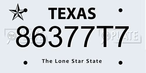86377T7 Texas License Plate