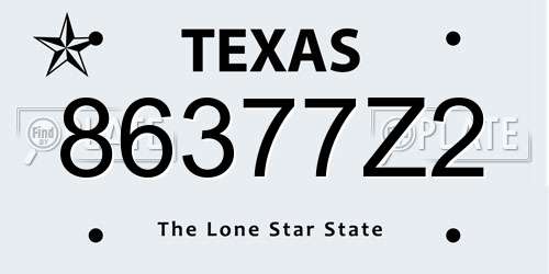 86377Z2 Texas License Plate