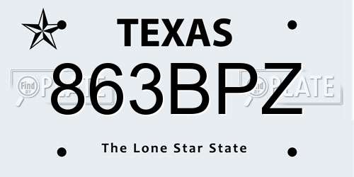 863BPZ Texas License Plate