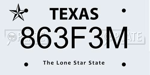 863F3M Texas License Plate