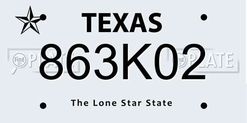 863K02 Texas License Plate
