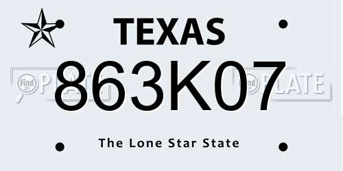 863K07 Texas License Plate