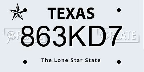 863KD7 Texas License Plate