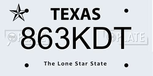863KDT Texas License Plate
