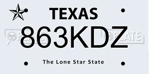 863KDZ Texas License Plate