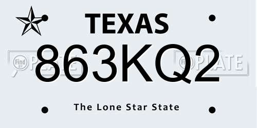 863KQ2 Texas License Plate