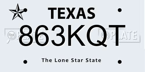 863KQT Texas License Plate