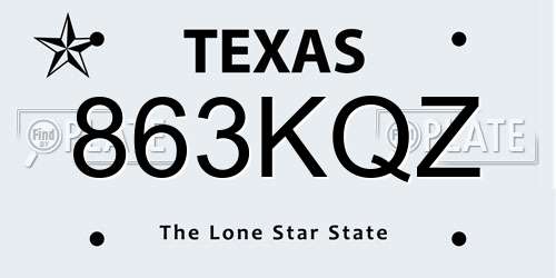 863KQZ Texas License Plate