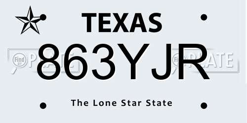 863YJR Texas License Plate