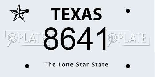 8641 Texas License Plate