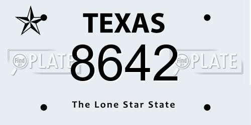 8642 Texas License Plate