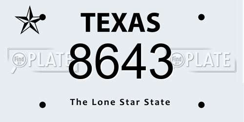 8643 Texas License Plate