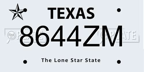 8644ZM Texas License Plate
