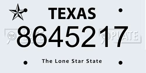8645217 Texas License Plate