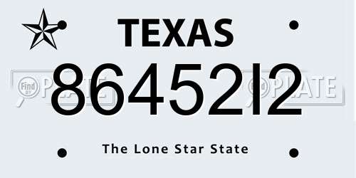 86452I2 Texas License Plate