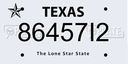 86457I2 Texas License Plate