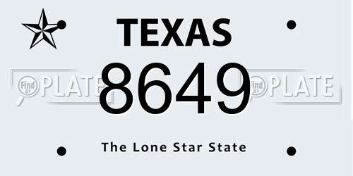8649 Texas License Plate