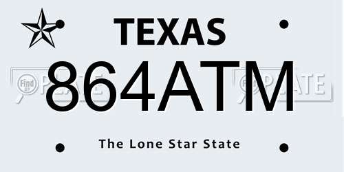 864ATM Texas License Plate