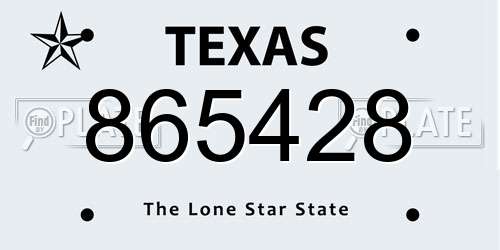 865428 Texas License Plate