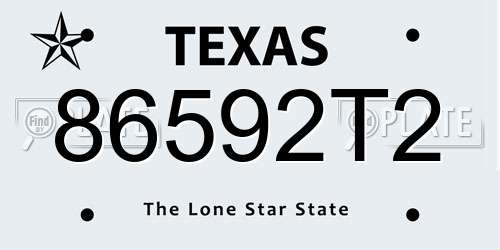 86592T2 Texas License Plate