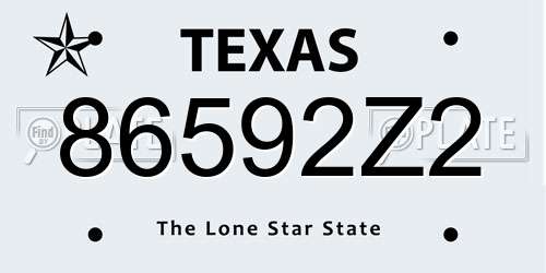 86592Z2 Texas License Plate