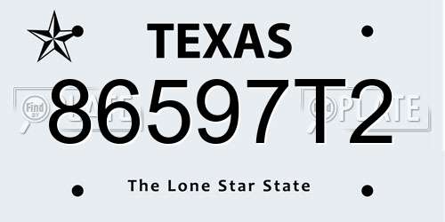 86597T2 Texas License Plate