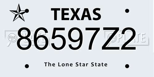 86597Z2 Texas License Plate