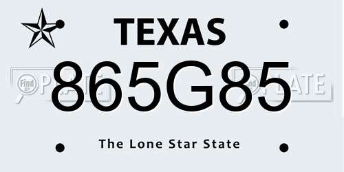 865G85 Texas License Plate