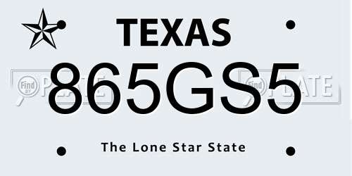 865GS5 Texas License Plate