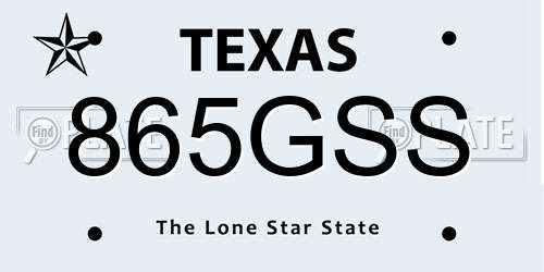 865GSS Texas License Plate
