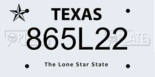 865L22 Texas License Plate