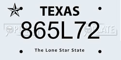 865L72 Texas License Plate