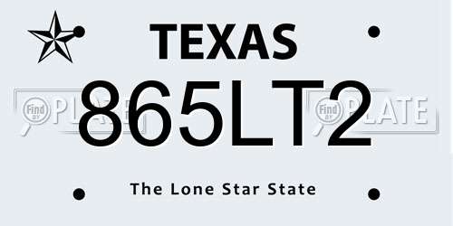 865LT2 Texas License Plate