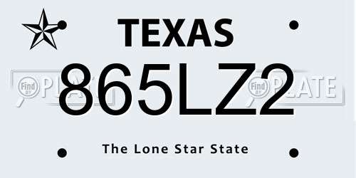 865LZ2 Texas License Plate