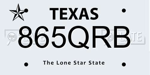 865QRB Texas License Plate