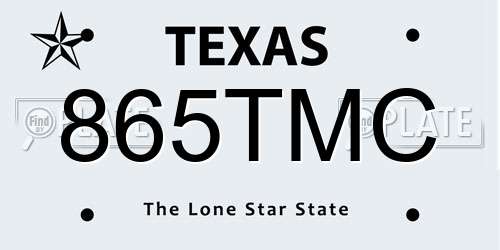 865TMC Texas License Plate