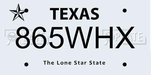 865WHX Texas License Plate