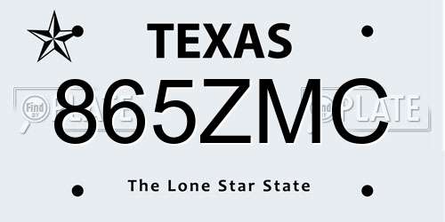 865ZMC Texas License Plate
