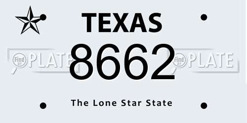 8662 Texas License Plate