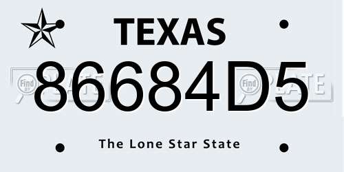 86684D5 Texas License Plate