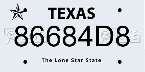 86684D8 Texas License Plate