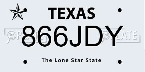 866JDY Texas License Plate